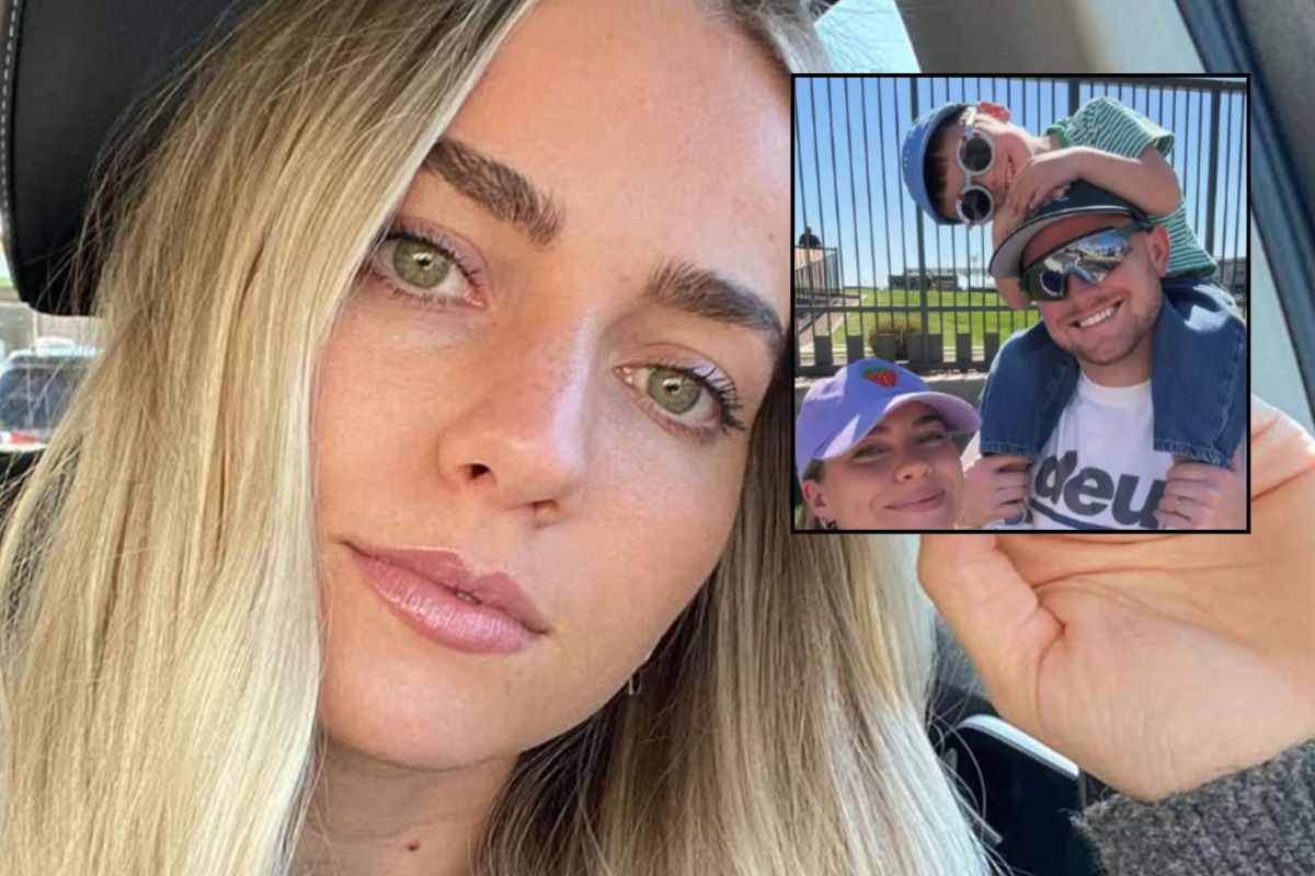 Emilie con il compagno e il figlio