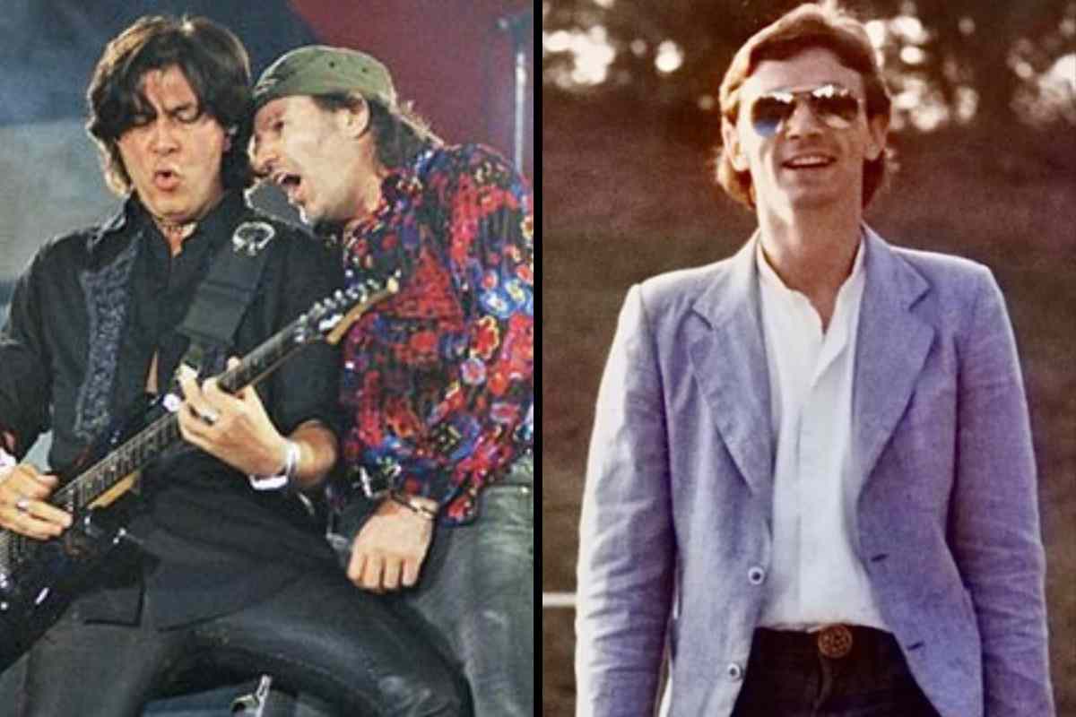 Vasco Rossi con Maurizio Solieri sul palco e a destra Sergio Silvestri