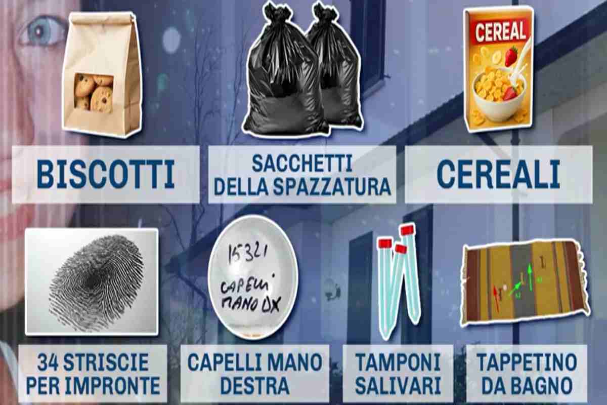infografica di alcuni oggetti analizzati nell'incidente probatorio per omicidio Chiara Poggi