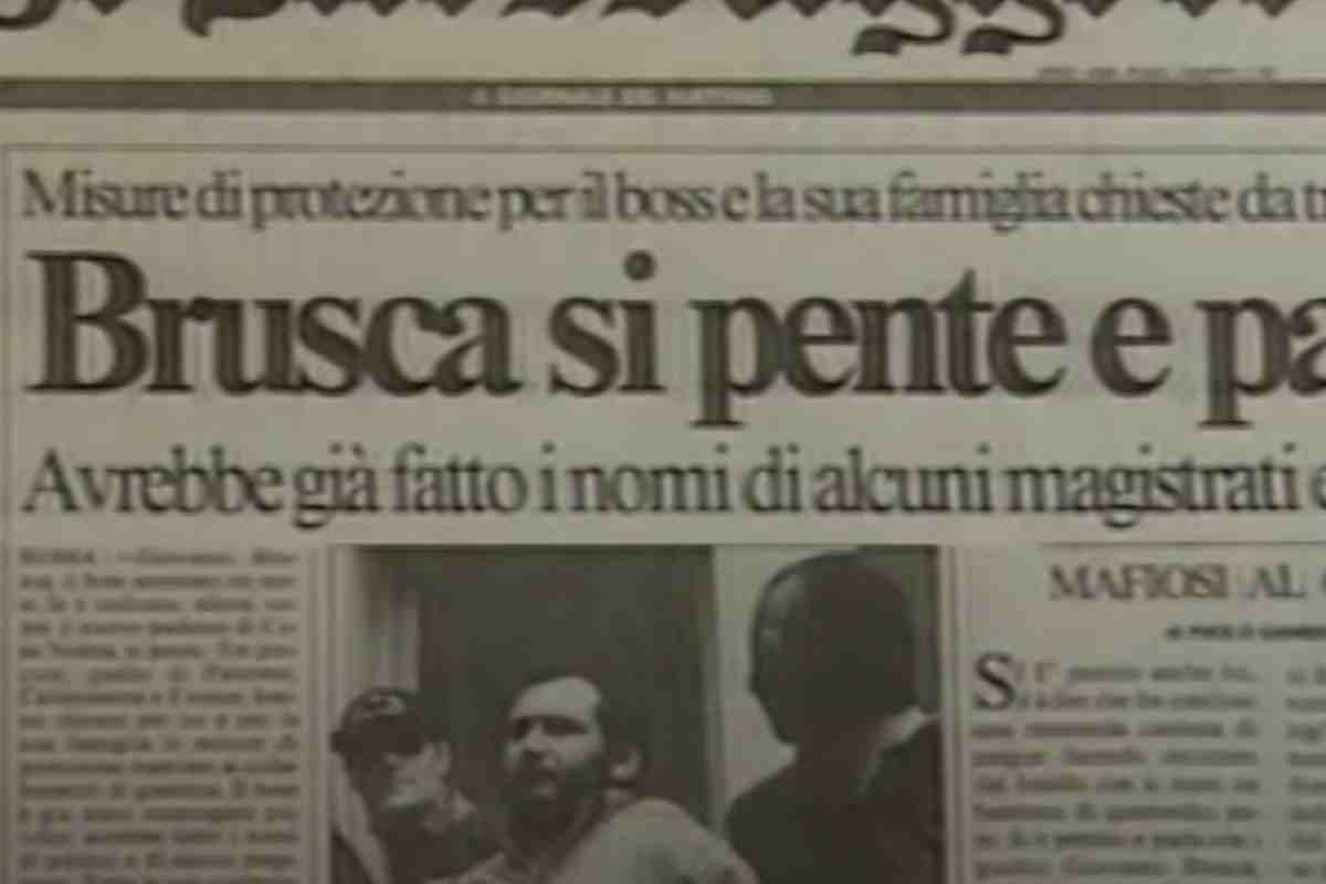 titolo di giornale sul pentimento di Giovanni Brusca