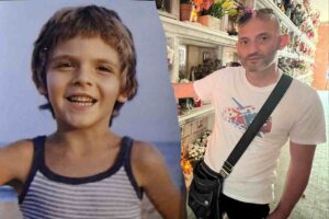 Una foto di Alfredino Rampi e Alfredo Cirillo sulla tomba del bambino di Vermicino