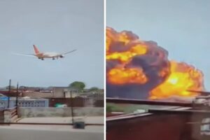 L'aereo che perde quota e l'esplosione al momento dell'impatto