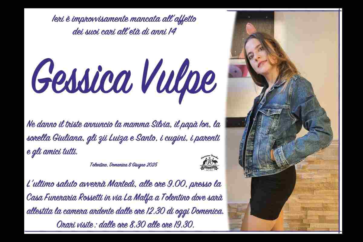 manifesto funebre di gessica vulpe