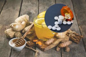 zenzero, curcuma e nel cerchietto medicine