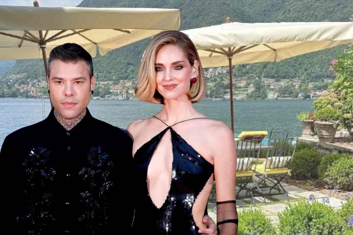 i ferragnez e alle spalle il lago di como