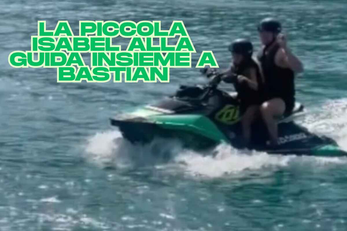 isabel e Bastian sulla moto d'acqua