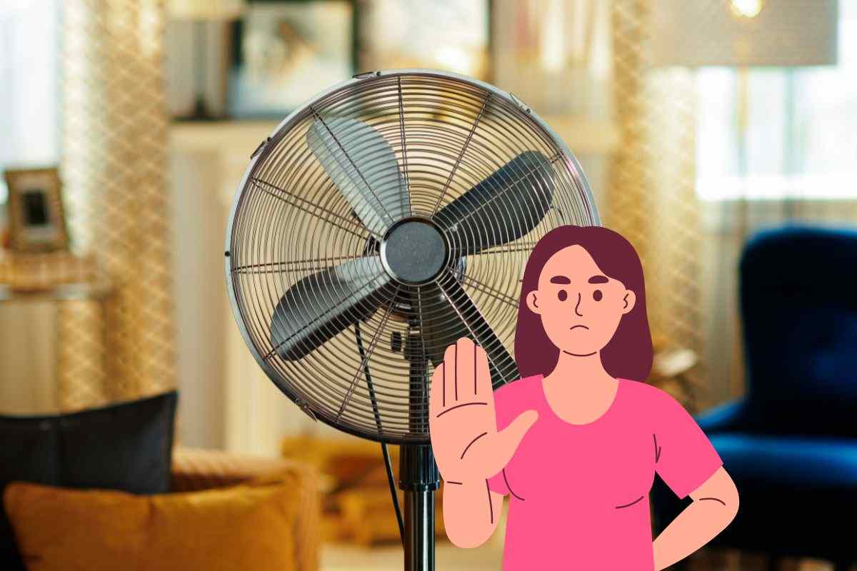ventilatore grafica donna con mano davanti