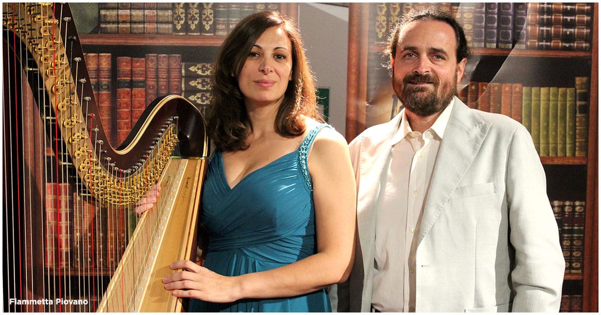 il Duo Exquis costituito da Corrado Margutti (voce) e Cristina Greco (arpa)